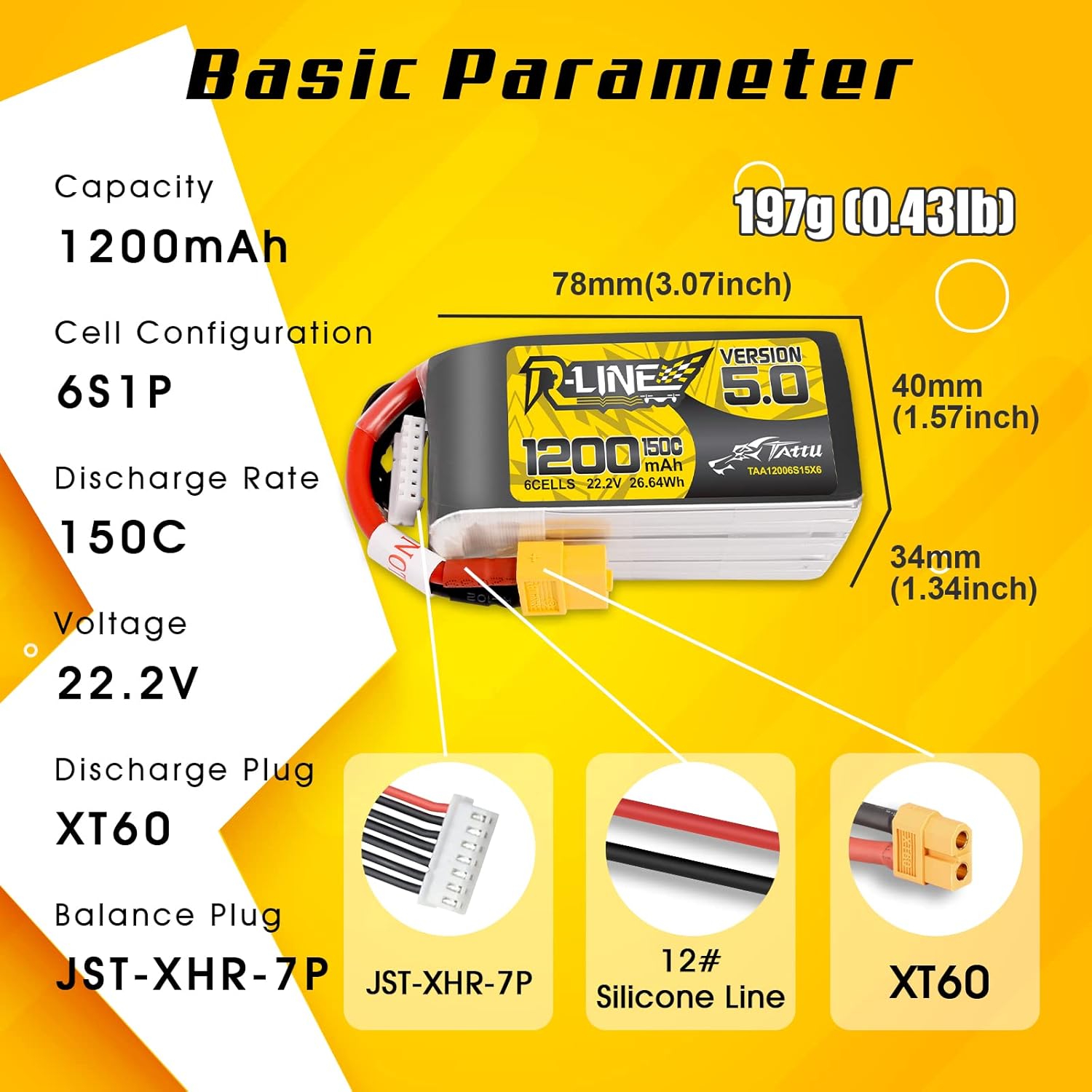 TATTU R-LINE 5.0 22.2 فولت 120 - مراجعة Drone Battery 6S وسعره