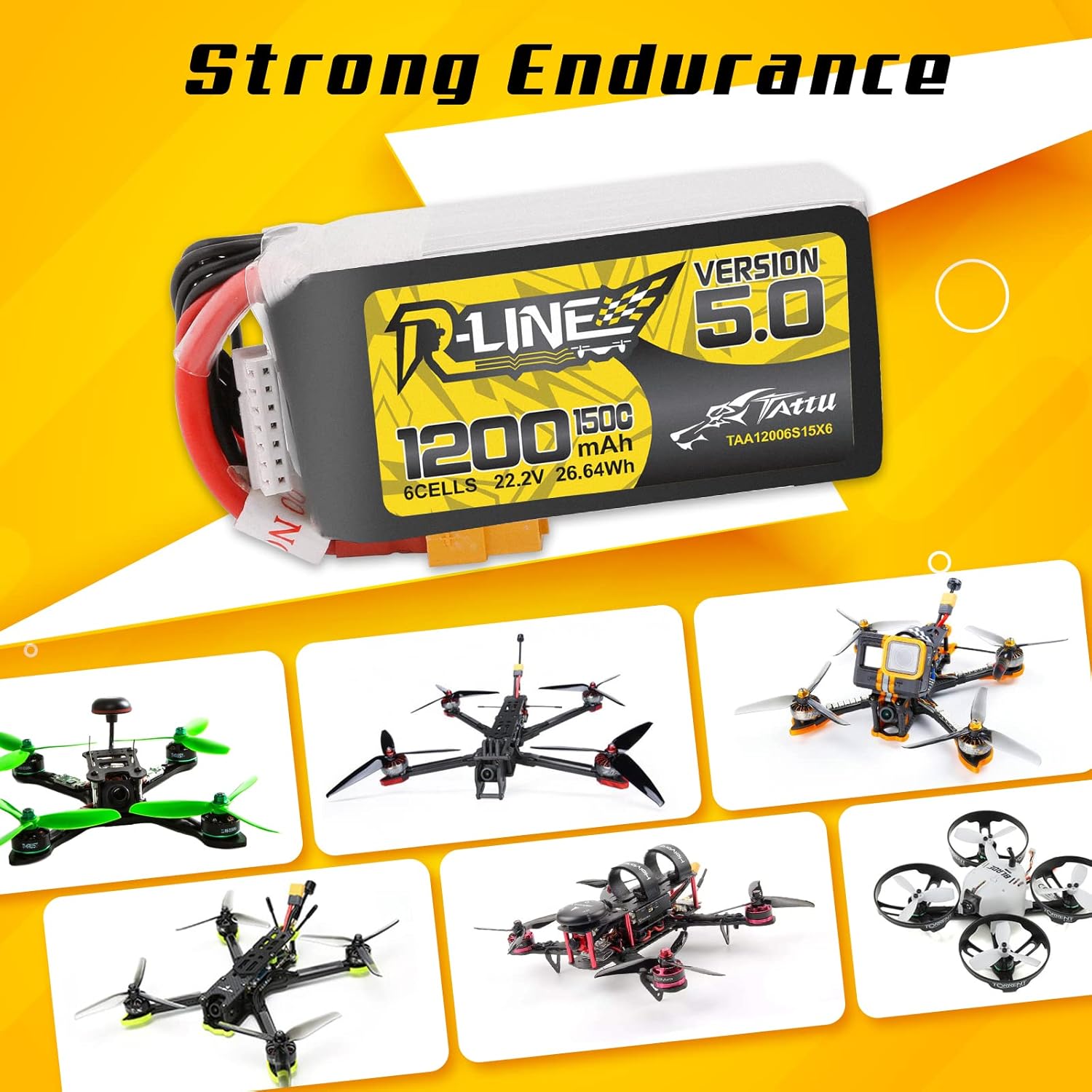 TATTU R-LINE 5.0 22.2 فولت 120 - مراجعة Drone Battery 6S وسعره