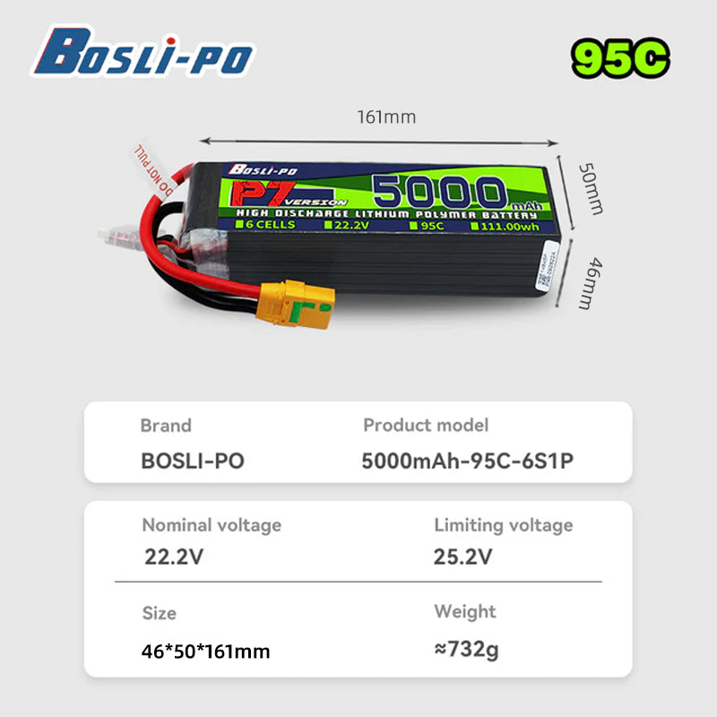 بطارية بوسليبو P7 إصدار 5000 م - مراجعة Drone Battery 6S وسعره